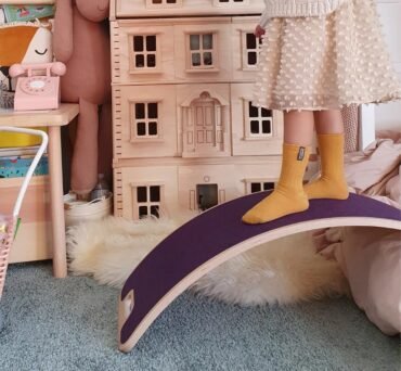 Ξύλινη Σανίδα Ισορροπίας Perfect Arc Με Ροζ Τσόχα + Μαξιλαράκι Curve Lab