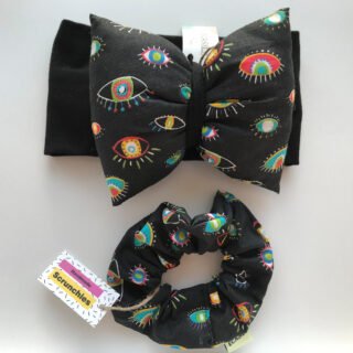 Mini Me Σετ Κορδέλα & Scrunchie - Black Eyes Ecasies