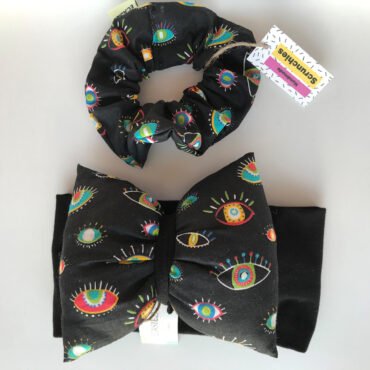 Mini Me Σετ Κορδέλα & Scrunchie - Black Eyes Ecasies