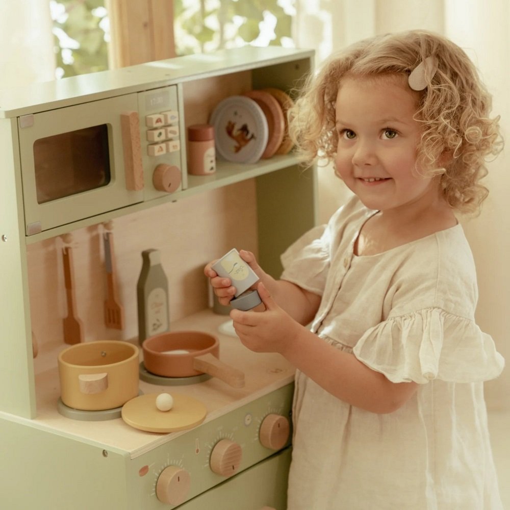Ξύλινη Κουζίνα Με Αξεσουάρ Παιχνιδιού Μέντα FSC Little Dutch