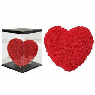 Καρδιά Με Κόκκινα Τριαντάφυλλα 23cm Σε Συσκευασία Δώρου
