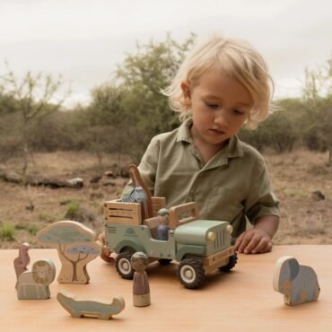 Ξύλινο αυτοκινητάκι Safari με ζωάκια Safari Friends Little Dutch